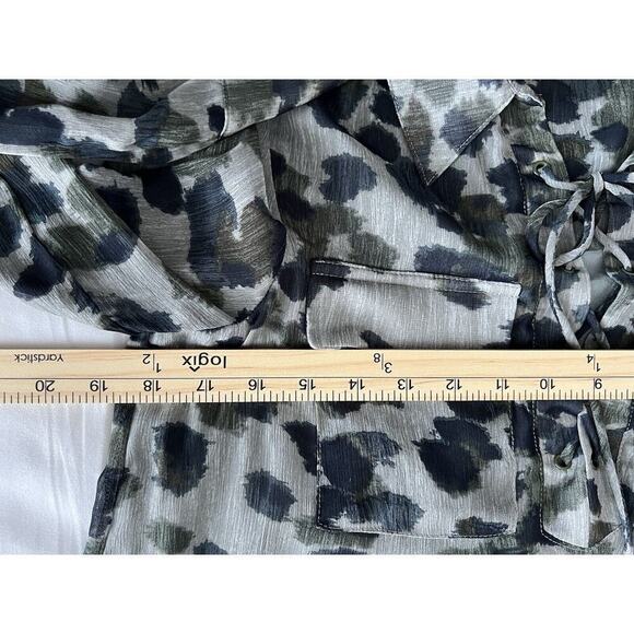 Paper Crane Anthropologie Tunic Dress Women’s Sz M Blouse Abstract Leopard Gray - Picture 7 of 13